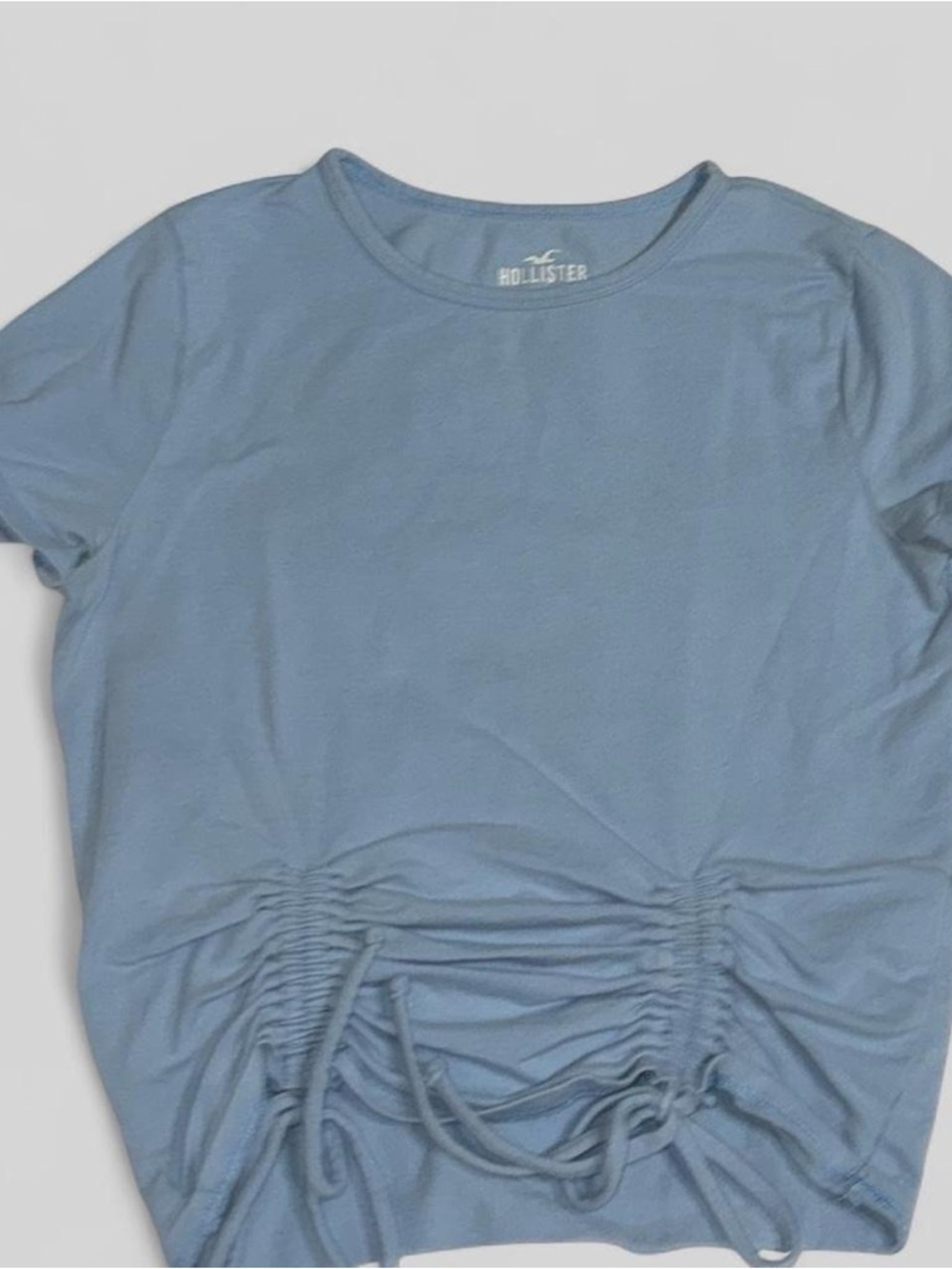 Hollister Light Blue Short Sleeve Ruched Drawstring Tee